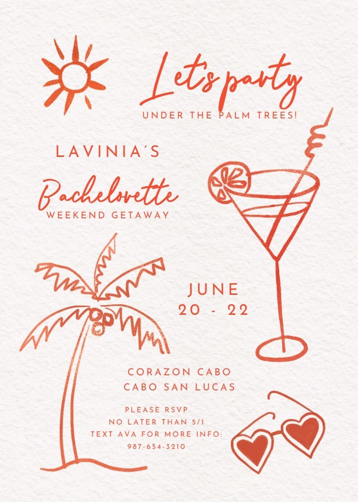 Piña colada - bachelorette party invitation